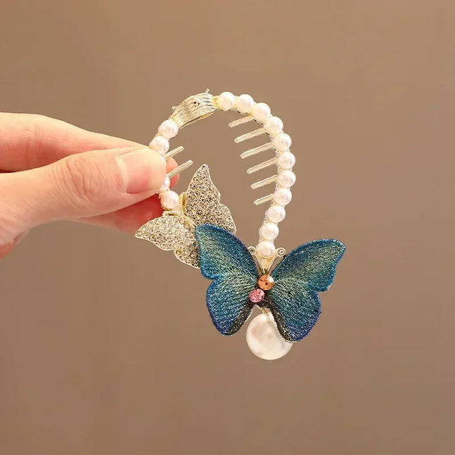 Children Rhinestone Angel Wing Animal Ears Baby Hair Clip Elegant Pearl Hairpins Ponytail Headband for Girl Kids Accessories
