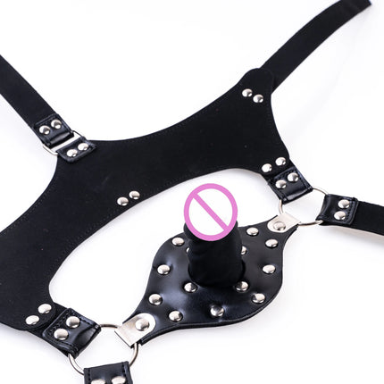 Deep Throat Silicone Penis Oral Plug Dildo Mouth Gag Sex Toys Oral Restraint Cover Face for Couple BDSM Bondage Adult Role Play