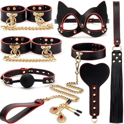 Leather Bondage Set BDSM Fetish Handcuffs Collar Erotic Toys Women Couples Adult Play Erotico Sexy Toys Sex Toys for Women Slave