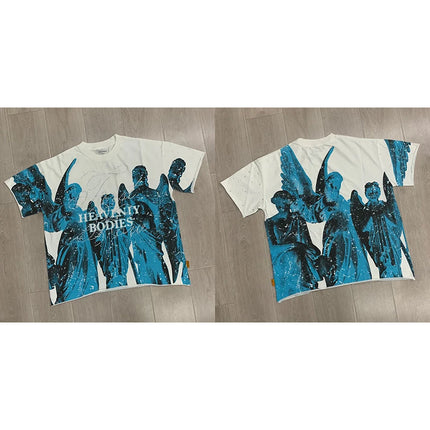 2026 New Style Cotton T-Shirt Short Sleeve Full-Printed Digital Print Men Women Couple Street Hip Hop Hooded Top