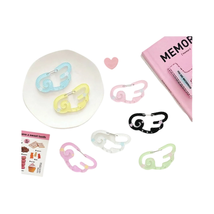Wings Shape Carabiner Acrylic Candy Color Card Holder Keychain Multipurpose Keyring Hook