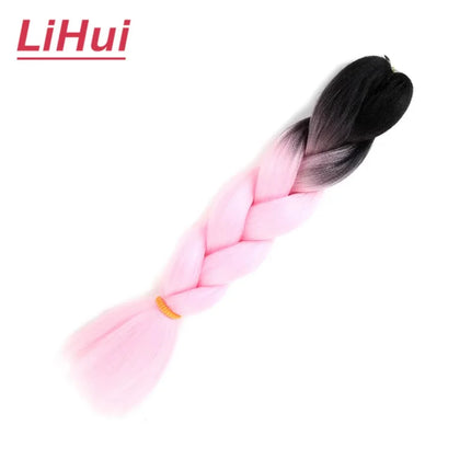 24 Inches Synthetic Braiding Hair Jumbo BraidOmbre Jumbo Hair Extension For Women DIY Hair Braids Purple Pink  Yellow Gray Lihu