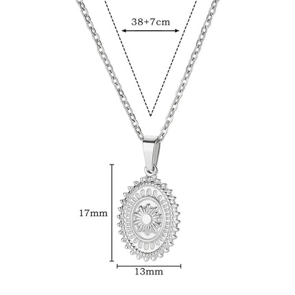 2025 Sun Moon Coin Pendant Necklace For Women Cute Fashion Gold Color Stainless Steel Round Necklace Sweet Jewelry Her Gifts