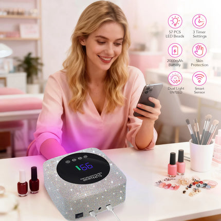 UV LED Nail Lamp For Nails 57LEDS Wireless Gel Polish Curing Lamp With Large Screen Professional Nail Equipment For Salon