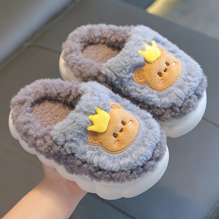 2025 Winter Children's cute  Cotton Home Slippers Frozen Girl's Snow Non Slip Warm Baby Slippers Pink Blue Size 24-41