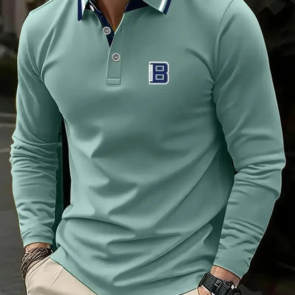 The new men's long-sleeved POLO shirt for Spring and Autumn 2025 is casual comfortable and soft with 3D pattern printing