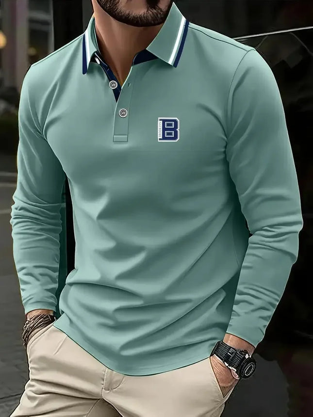 The new men's long-sleeved POLO shirt for Spring and Autumn 2025 is casual comfortable and soft with 3D pattern printing