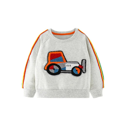 Jumping Meters 2-7T Cars Embroidery Long Sleeve Boys Sweatshirts Children's Clothing Autumn Spring Kids Hooded Tops Costume