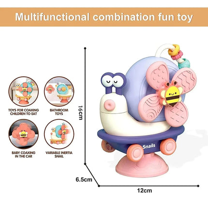 Suction Cup Snail Spinner Windmill Toys Car For Boys Girls Sensory Fine Motor Infant Travel Toys Montessori For Baby Newborn Gif