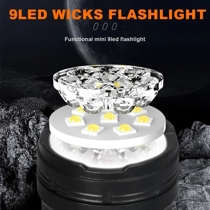 Powerful 3/9LED Flashlights USB Rechargeable High-Lumen Handheld Torch with Pen Clip Outdoor Magnetic Work Light Lantern