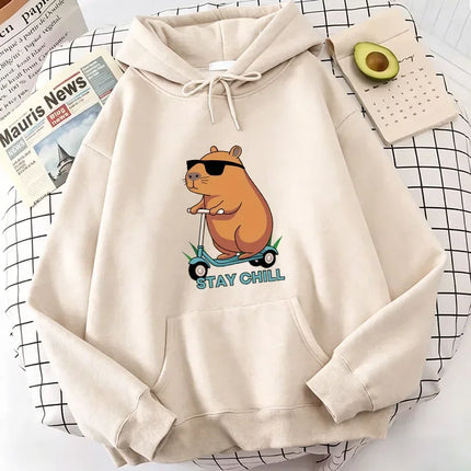 Funny Capybara Hoodie Women/Men Aesthetic Graphic Cute Hoodies Unisex Autumn Winter Harajuku Pullovers Sweatshirts