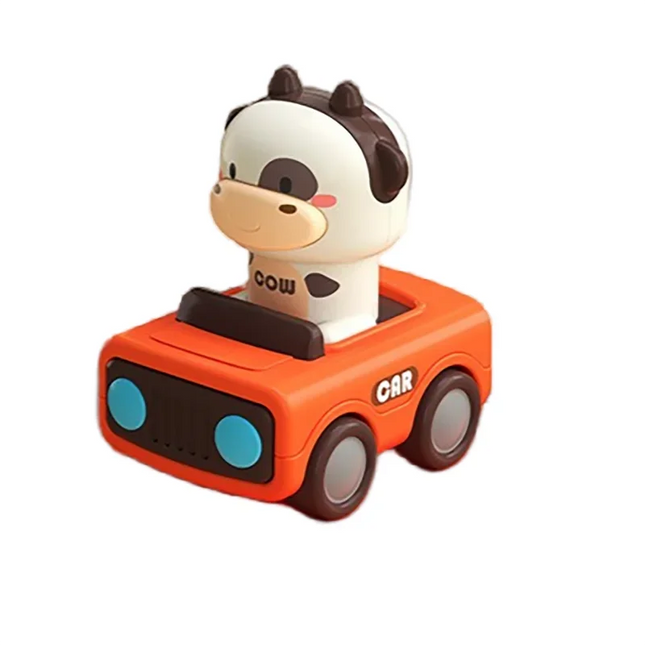 Cartoon Figure Friction Toy Cars, No Battery Push & Go Sliding Vehicles for Kids Age 1-3, Fun Baby Toys for Fine Motor Skills