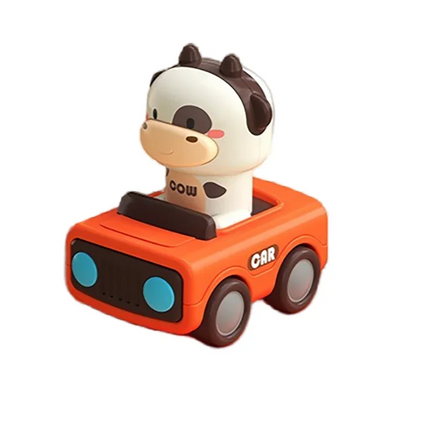 Cartoon Figure Friction Toy Cars, No Battery Push & Go Sliding Vehicles for Kids Age 1-3, Fun Baby Toys for Fine Motor Skills