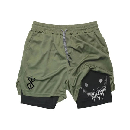 Summer Men Shorts Funny Graphic Print Running Fitness Gym Training Sport Shorts Quick Dry Workout Jogging Double Deck Shorts Man