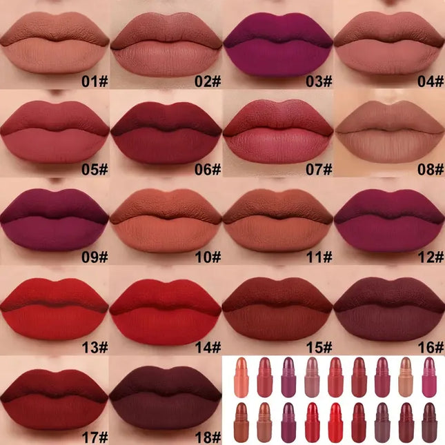 18-Piece Mini Capsule Lipstick, Long-Lasting Velvet Matte Capsule Lipstick Set, Portable Waterproof Mini Lipstick, Valentine's Day Gift