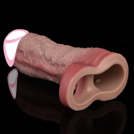 ORALSX Soft Vibrate Penis Sleeve Male Cock Cover Dick Enlarger Dildo Sheath Adult Sex Toys For Men Vaginal Anal Massger Condom