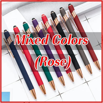 20-200 Pens Wholesale Metal Ballpoint Pen Touch Screen Pen Office School Advertising Pen Custom Logo Text Laser Engraving