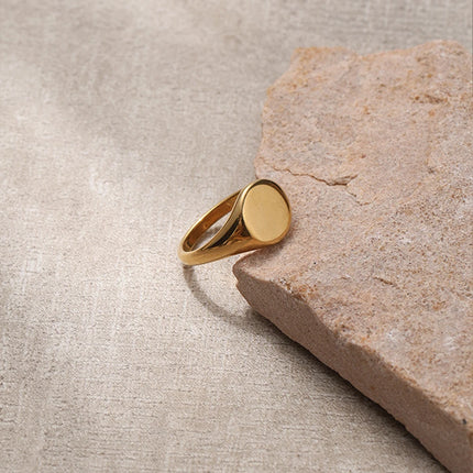 St-Delan Minimalist Style Ring Vintage High Polished Ring 18K Gold Plated Stainless Steel Party Women Fashion Jewelry