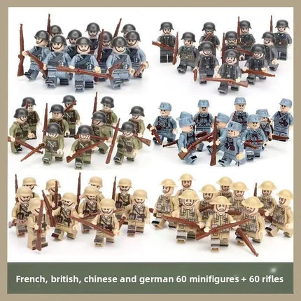 Building blocks World War II soldier figures, marine humanoid dolls educational toys mini figures birthday gifts cartoon figures