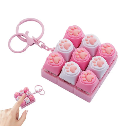 Cat Pawl Decompression 9 Keyboard Key Toy For Adults Antistress Toys Boys Girls Anti Stress Finger Keyboard Games Keychain