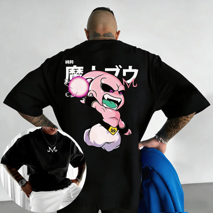 2026 New Dragon Ball Anime Cotton T-shirt Summer New Majin Buu Printed Men's and Women's Street Hip Hop Casual Short Sleeve Top