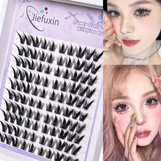 10 Rows Cluster False Eyelashes, Voluminous Fluffy Thick Natural Curling, Manga Eyes, Anime Lash Style, Suitable for Beginners