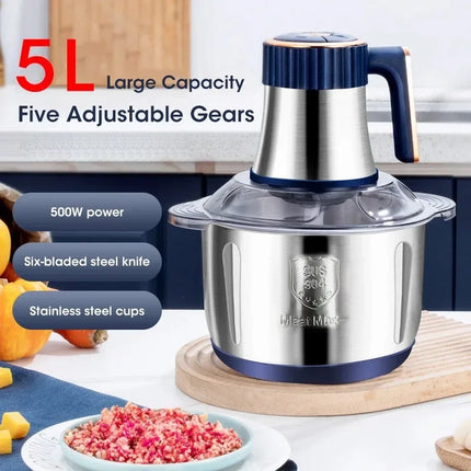 Multifunctional Electric Meat Grinder 5L Large Capacity Professional Food Processor Vegetable Slicer Home Kitchen Appliance