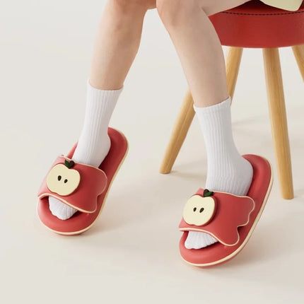 Cute Red Apple Slippers Slides Shoes Adults Fashion Fruit Mules Shoes New Woman Soft EVA Non Slip Comfort Home Slippers Women