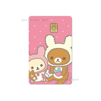 Japan Anime Cute Cartoon Bear Credit Debit Card Sticker Kawaii Bus Pass Diy Waterproof Small Chip Film Sticker Decoration