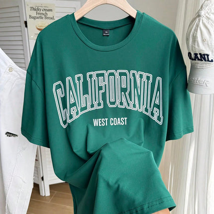 Plus Size California Design Pattern Printed T-shirts Summer Fashion High Quality Short Sleeve Casual Sport O-Neck Pullover Top