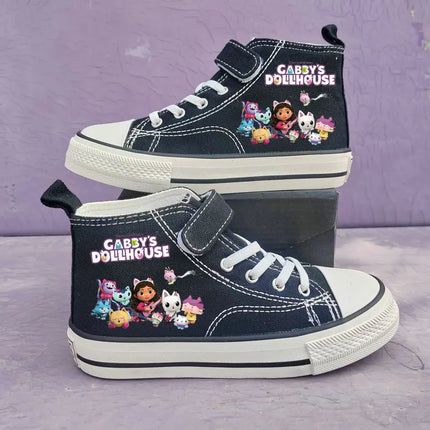 New Gabby's Dollhouse Children's Shoes Student High Top Canvas shoes Girls Anti-slip Outdoor Shoes Kids Sport Shoes