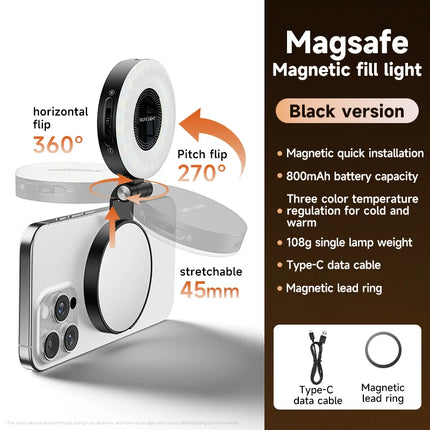 LED Selfie Fill Light for Magsafe Phone Adjustable Brightness Magsafe-Compatible Smartphone Vlog Photography Video Accessory