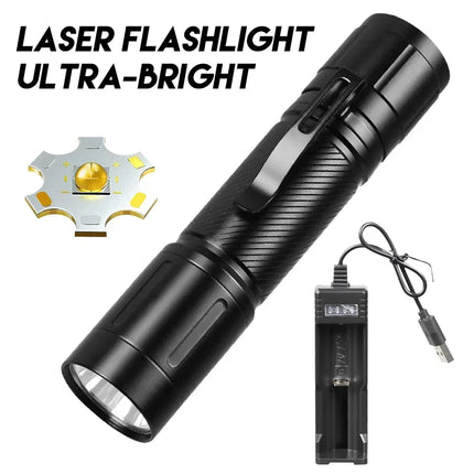 High Power LED Flashlights with Pen Clip Portable Tactical Torch Aluminum Alloys Waterproof Lantern for Outdoor Home Use 21700