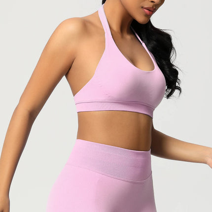 Women Sports Bra Seamless Halter Clothes Push-up Vest Brassiere Gym Top Backless Fitness Yoga Workout Running Underwear
