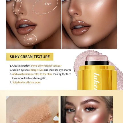 4Colors Highlighter Stick Brightening Skin Tone Contouring Natural Stereo Concealer Blush Multi-Purpose Stick