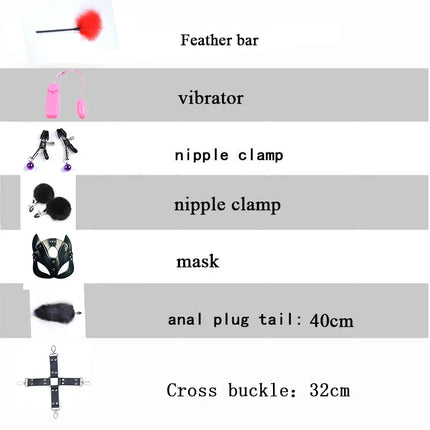 BDSM Bondage Sex Toys for Women Bdsm Sex Bondage Set Handcuffs Whip 40CM Fox Tail Anal Plug Adult Games Sex Toys Kits