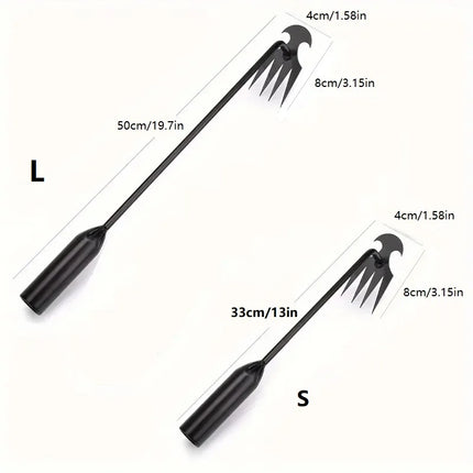 1 piece, black metal garden weeding tool, portable 4-tooth hand-held weeding machine, multi-function weeding machine