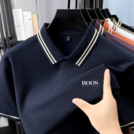 100% pure cotton high-quality T-shirt summer new men's short sleeve business casual polo shirt exquisite brand embroidered top