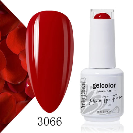 Arte Clavo Red Color Series Nail Polish UV Soak Off Varnish 15ml Manicure Nail Art Long-lasting Hema Tpo Free Gel Nail Polish
