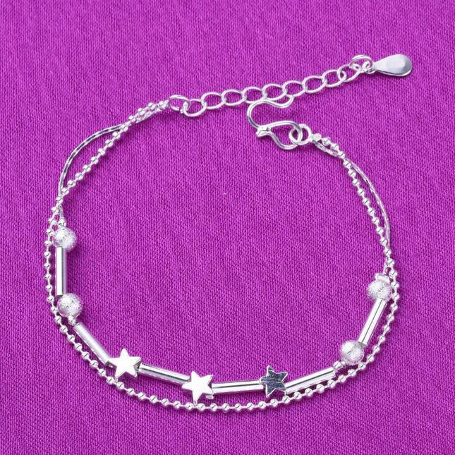 2025 New Fashion Anklet Korean Version Of The Jewelry Double Powder Beads For The Women's Anklet Jewelry Wholesale