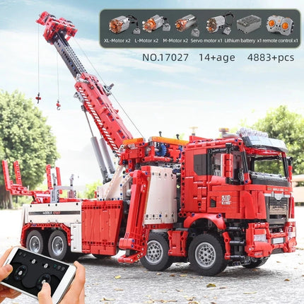 8x8 Road Rescue Truck Crane Building Blocks 4883Pcs Technical Motorized Assembly Bricks Toys For Kids Gifts