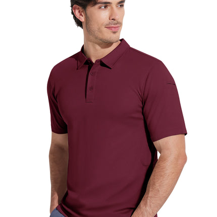 MAGCOMSEN Men's Tactical Polo Shirt Quick Dry Performance Pique Work Golf Shirt Sunglasses Loop Sleeve Pen Pocket