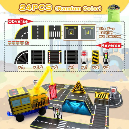 Magnetic Building Blocks Toys, Magnetic Tiles, Creative DIY Track Building Kit Construction Toys