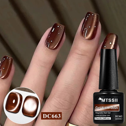 7ml Dark Coffee Glass Magnetic Gel Nail Polish Gentle Moonlight Gel Autumn And Winter Colors Soak Off Semi-Permanent Varnish