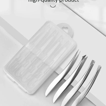 4 pcs/set New Arrival Professional Stainless Steel Tweezer Eyebrow Face Nose Hair Clip Remover Tool Clip