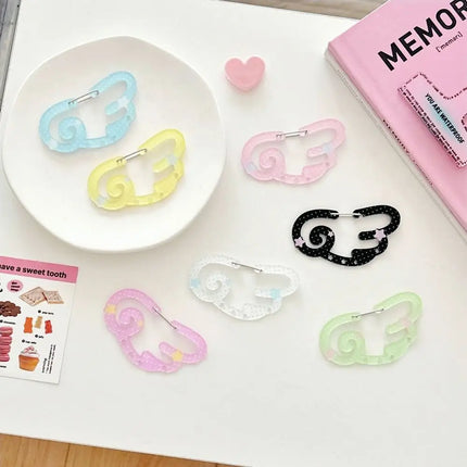 Cute Wings Shape Carabiner Keychain Portable Acrylic Keyring Hook Multifunctional Backpack Pendant Keychain Ornament