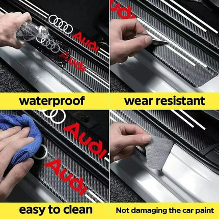 High-quality Carbon Fiber Car Door Sill Protector Sticker For quattro Audi Q5 Q3 Q2 Q7 A3 B5 B6 B7 B8 B9 8P A4 C6 C5 A1 A6 A7