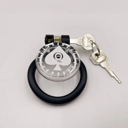 New Clear Spade-Q Chastity Cage Flat CB Penis Lock SM To Prevent Escape Devices Abstinence Cock Ring Sex Toys for Man Gays18+