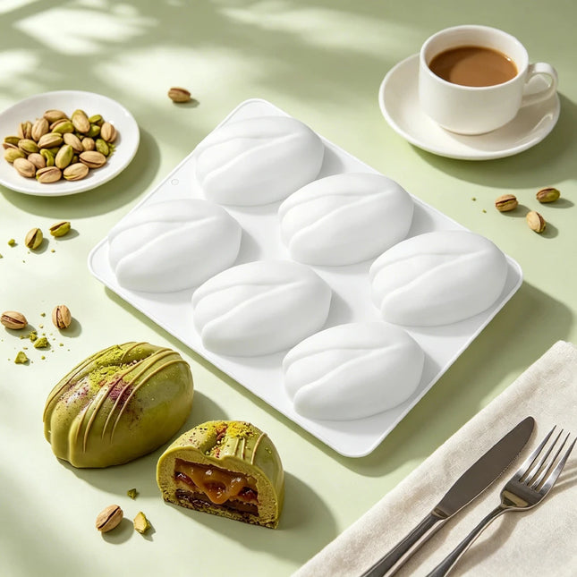 1/4/6-Cell Pistachios Design Food Grade Silicone Chocolate Mold Mousse Cake Mould Kitchen Dessert Baking Tools DIY Soap Mold