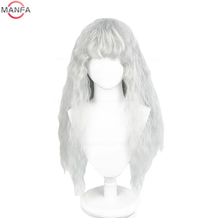 Griffith Cosplay Wig Light Grey Curly Wavy  Long Heat Resistant Synthetic Hair Wigs + Wig Cap
